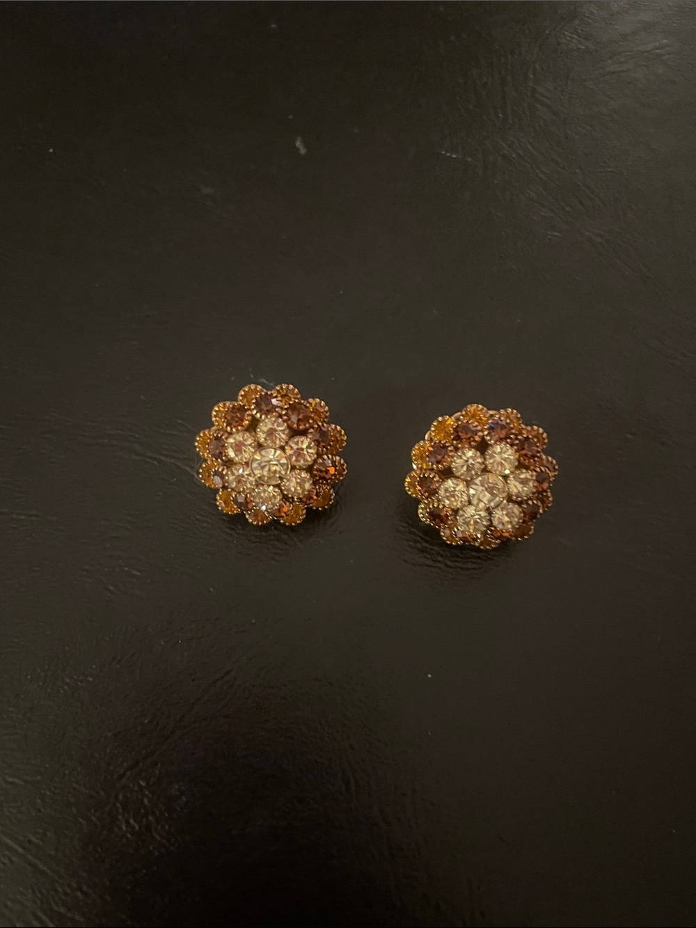 Gold-Tone Crystal Flower Clip On Earrings - Women Jewelry